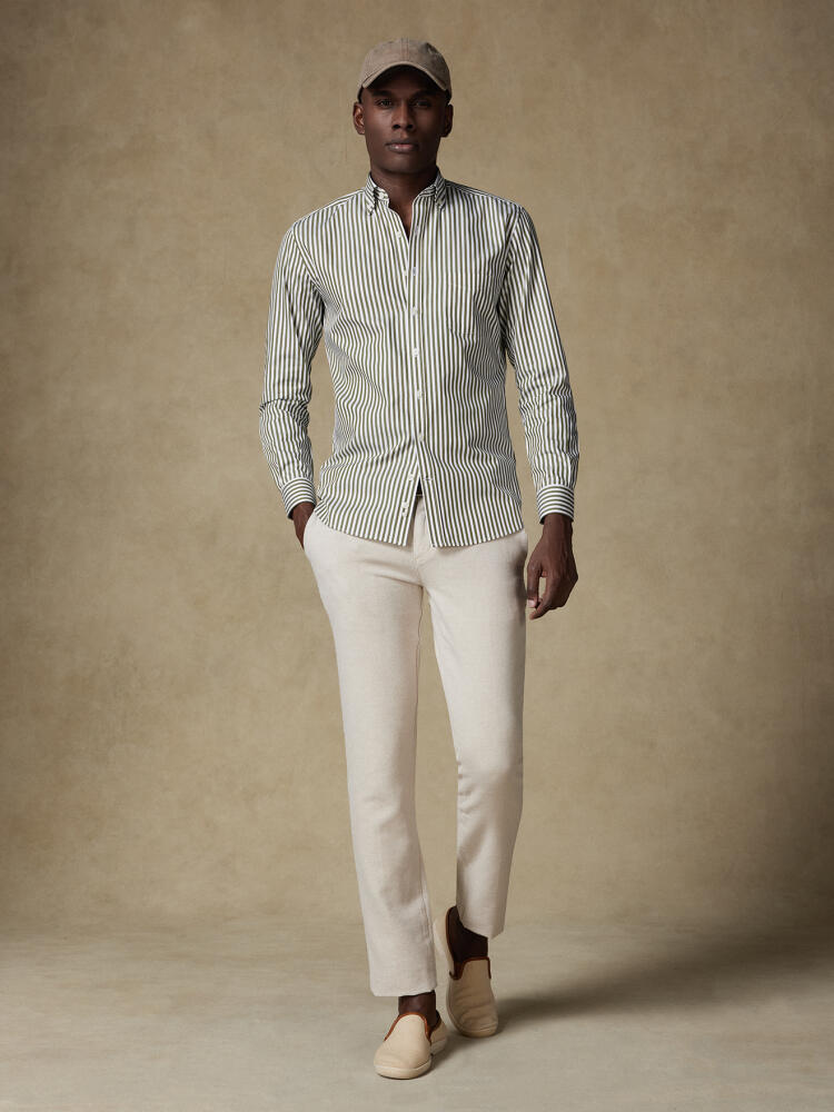 Chris shirt with khaki stripes   - Button down collar