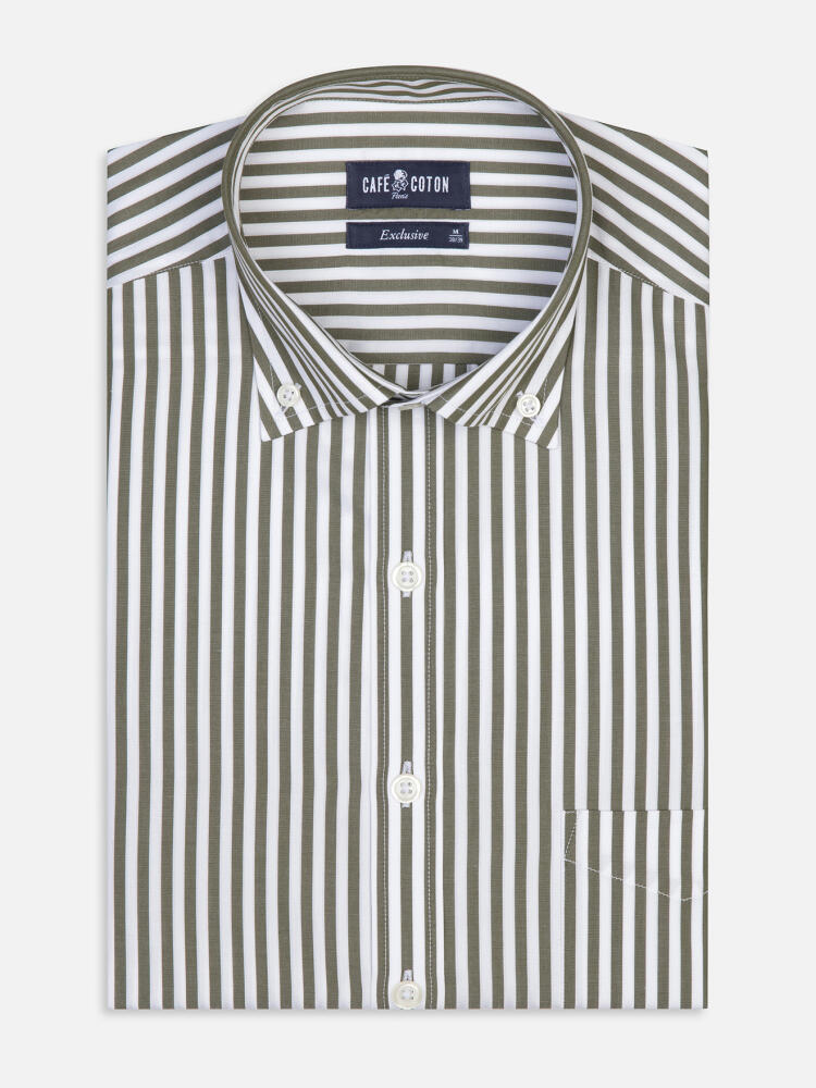 Chris shirt with khaki stripes   - Button down collar