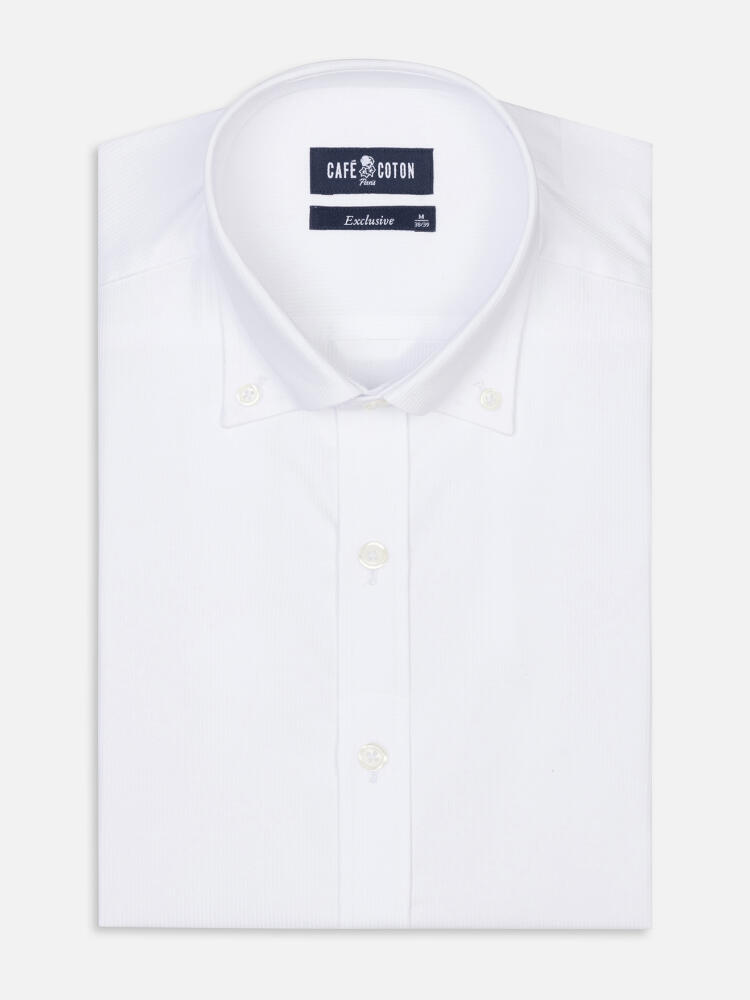 White Piqué shirt - Buttoned down collar