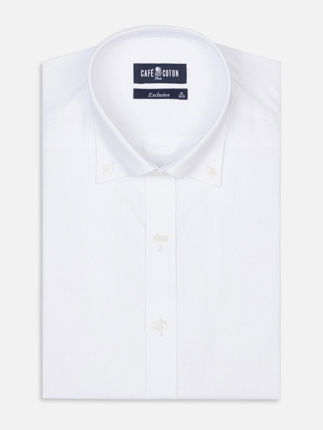 White Piqué overhemd - Button down Kraag