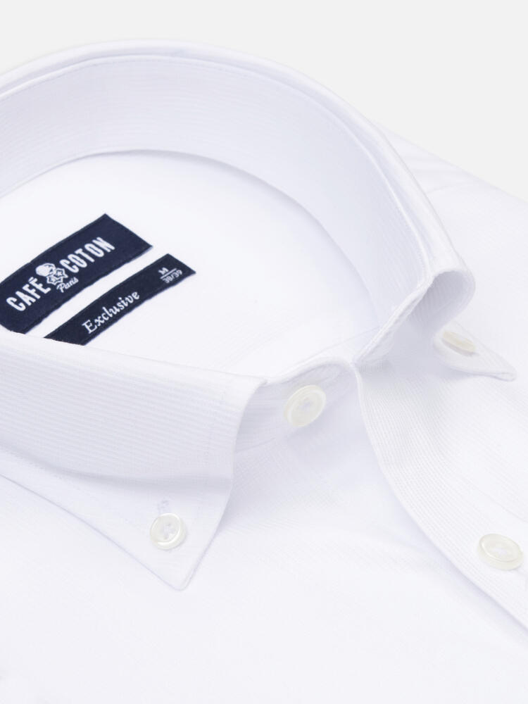 White Piqué overhemd - Button down Kraag