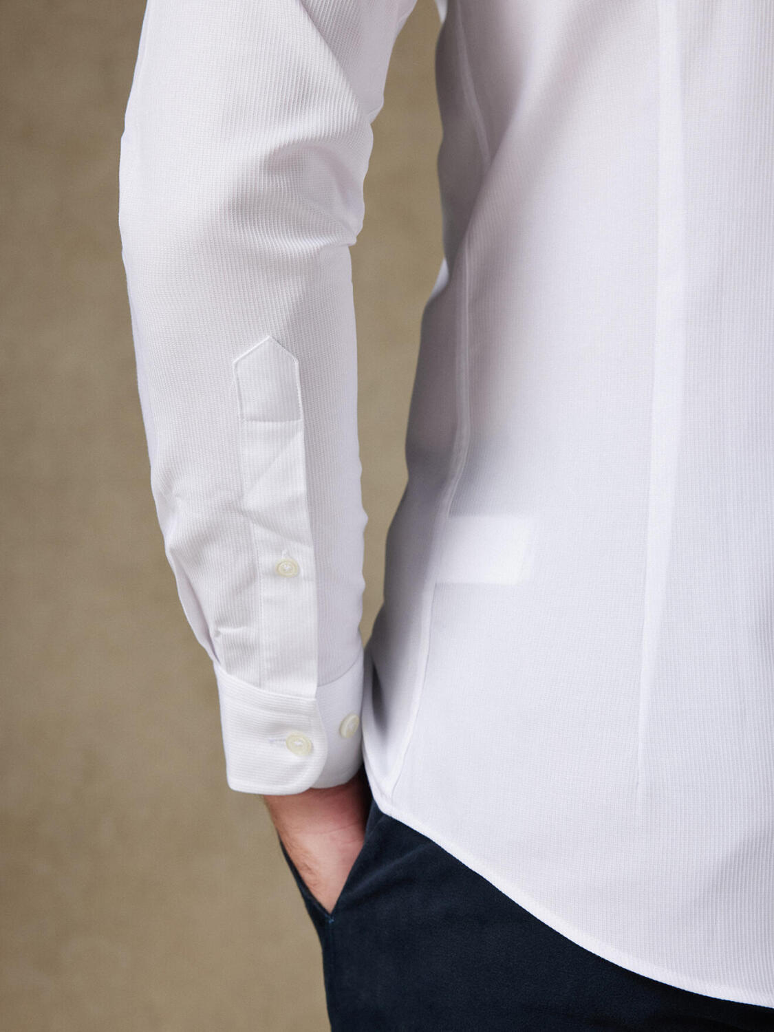 White Piqué overhemd - Button down Kraag
