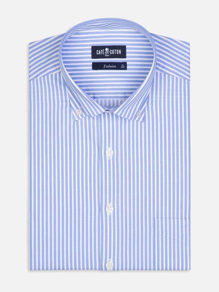 Clive sky blue stripe shirt - Button Down Collar