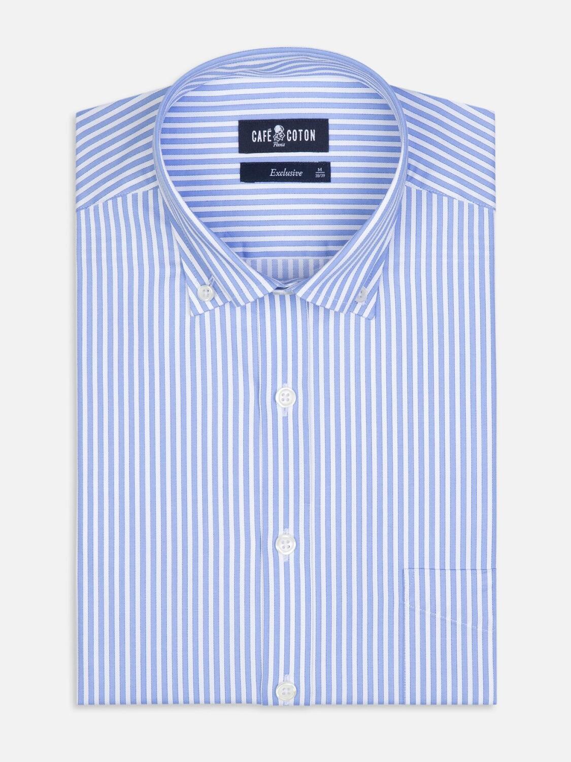 Camicia Clive Sky Stripe - Collo button down