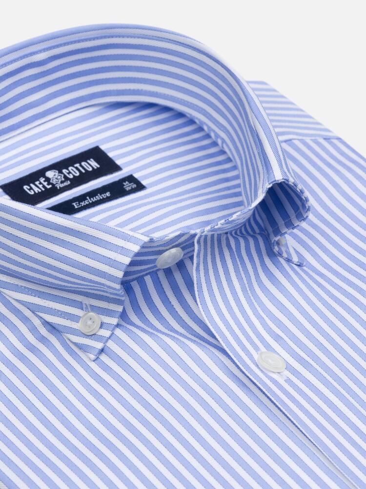 Clive sky blue stripe shirt - Button Down Collar