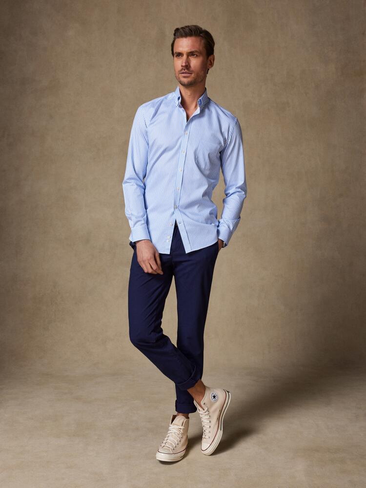 Clive sky blue stripe shirt - Button Down Collar