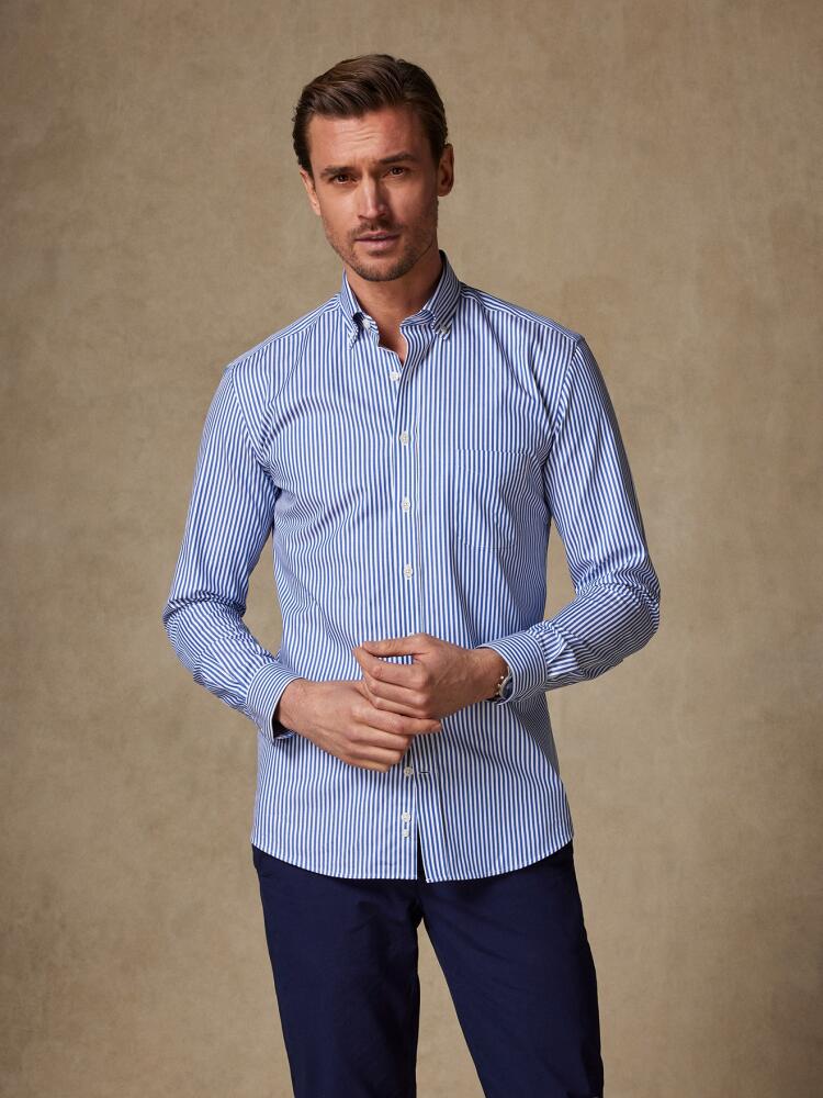 Camicia Clive a righe blu - Collo abbottonato