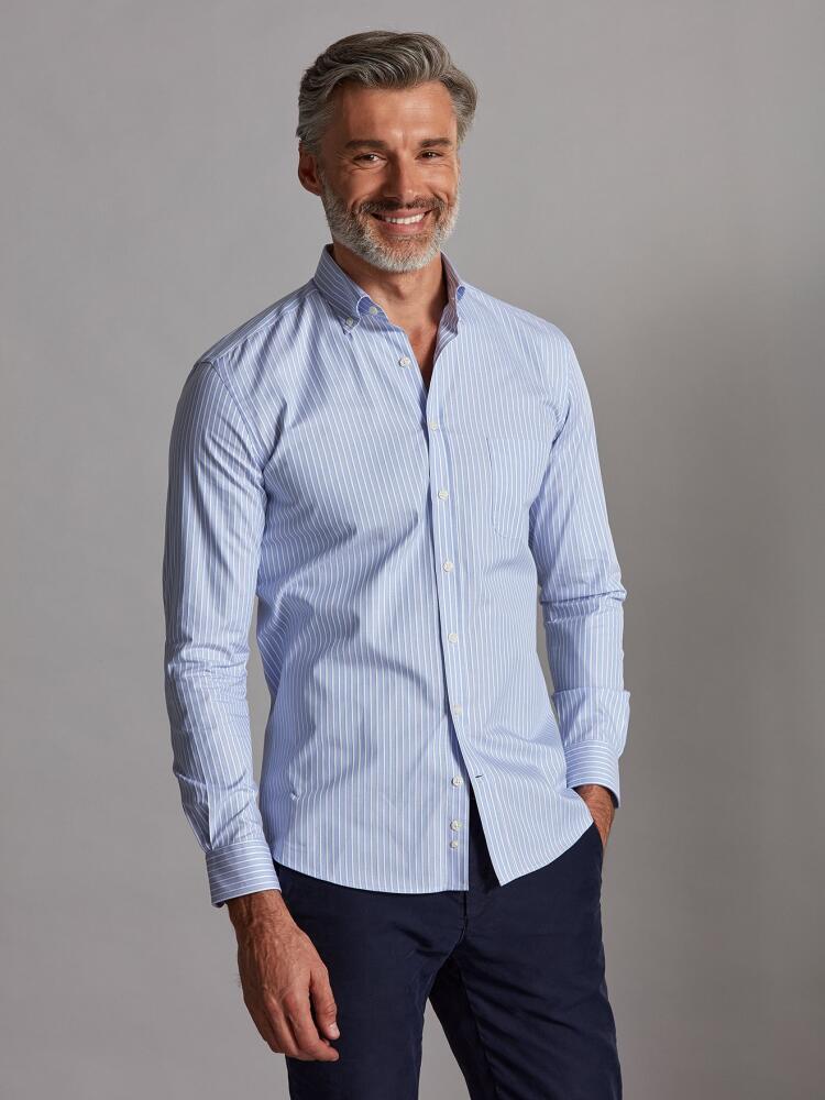 Colin sky blue striped shirt - Button-down collar