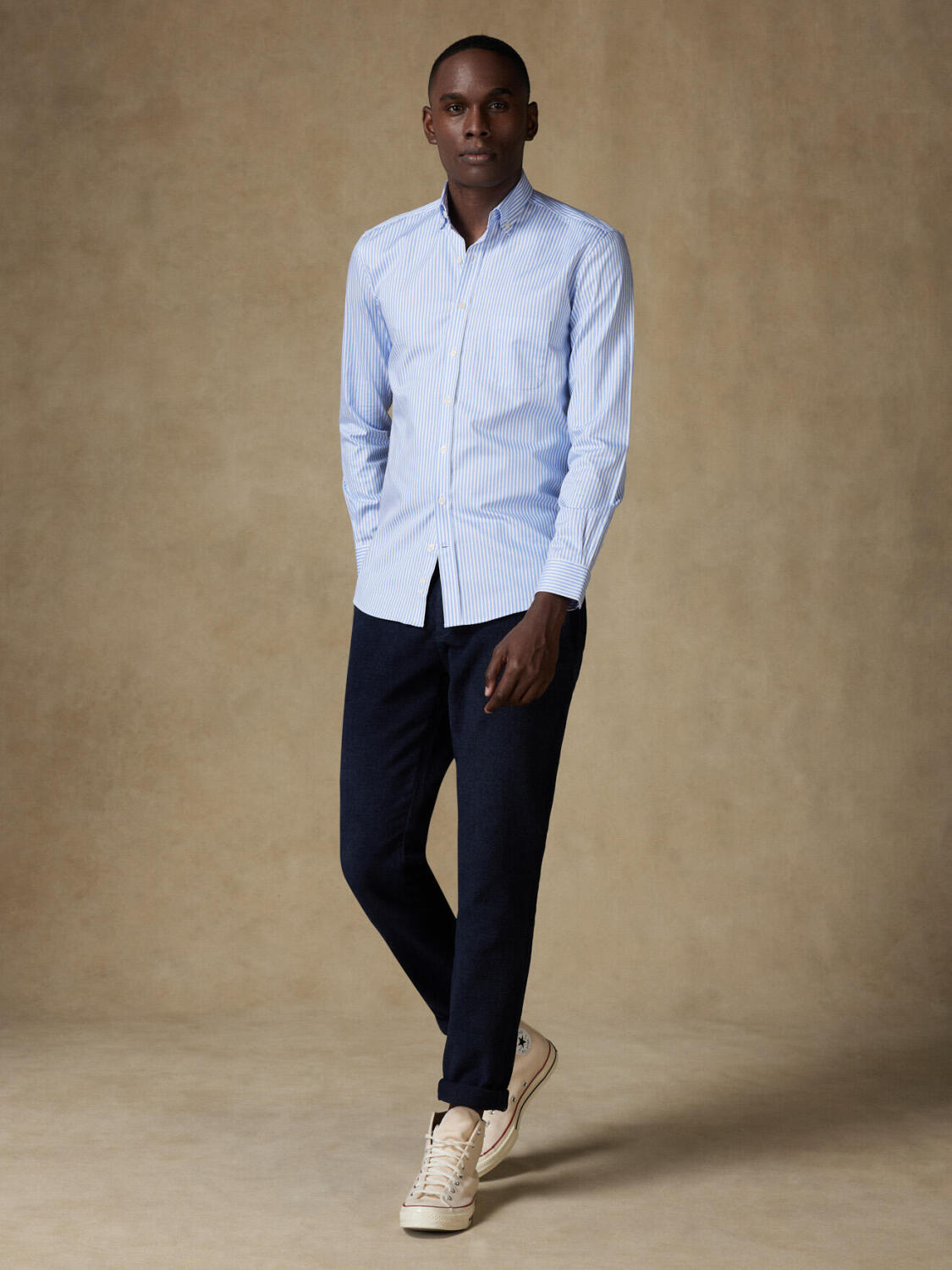 Colin camisa de rayas cielo  - Cuello Abotonado