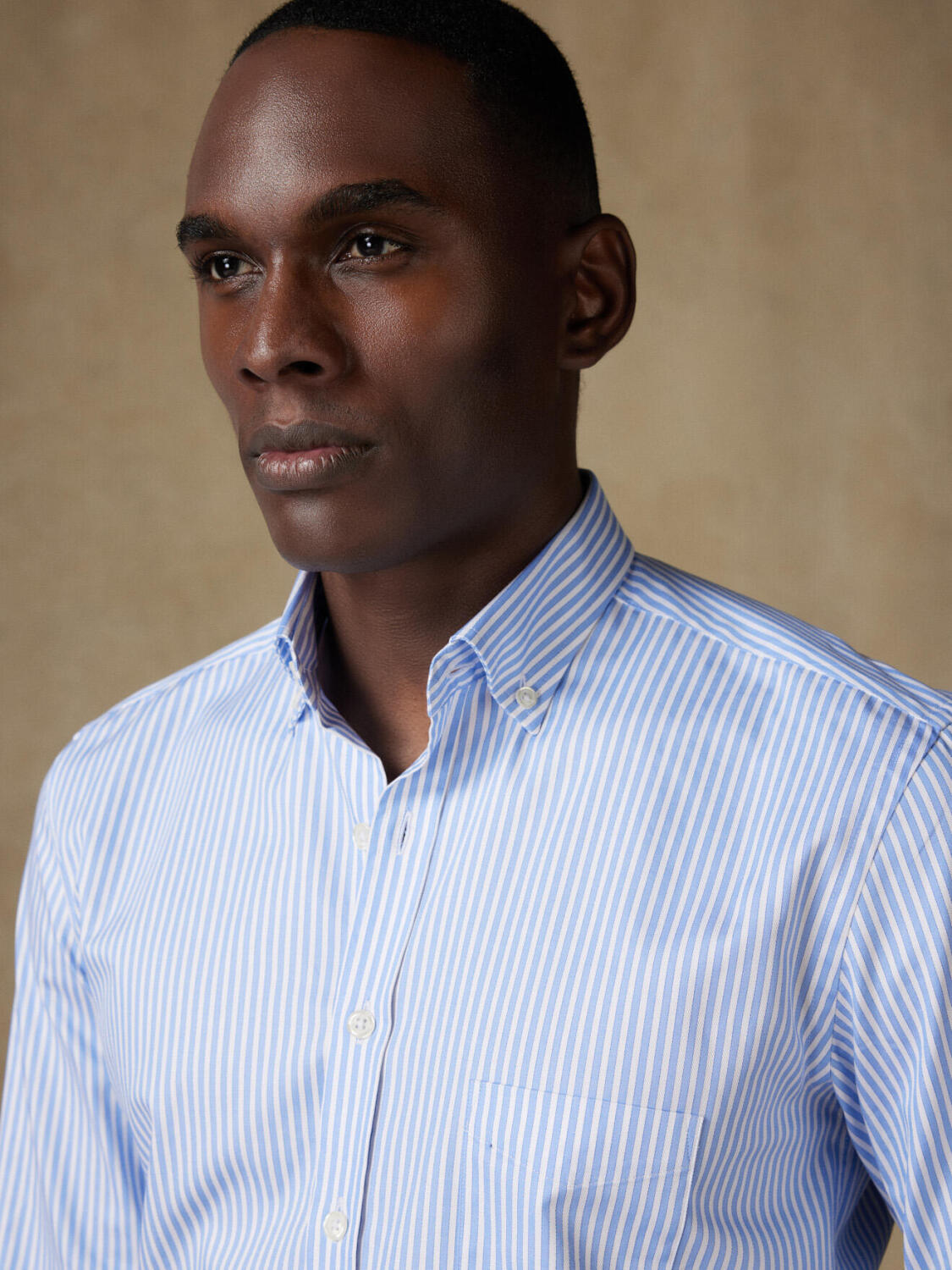 Colin camisa de rayas cielo  - Cuello Abotonado