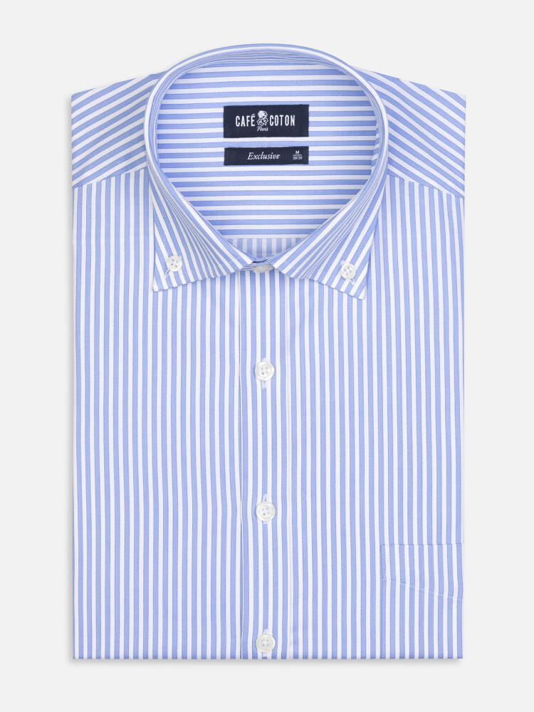 Colin sky blue stripe shirt - Buttoned down collar