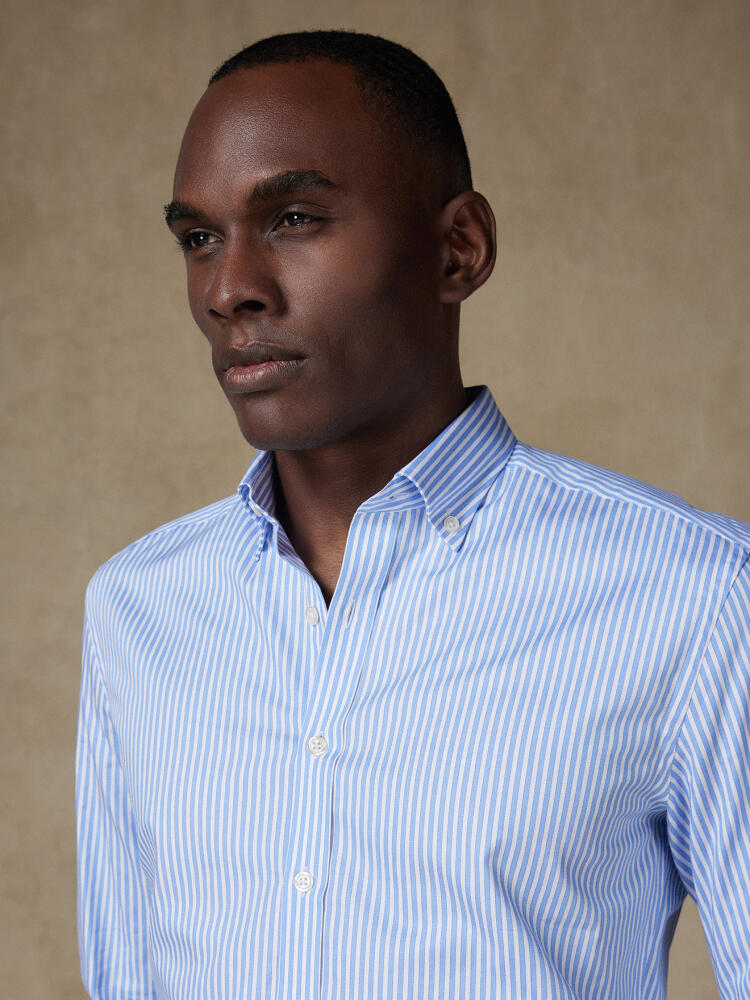 Colin sky blue stripe shirt - Buttoned down collar