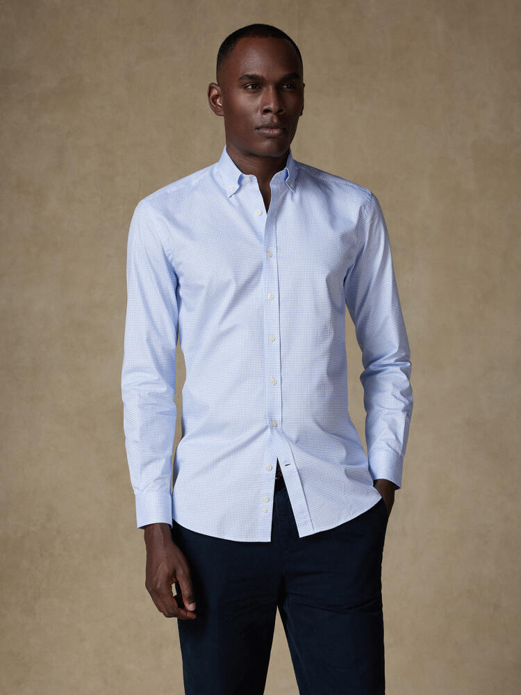 Conor sky geruit overhemd - Button down Kraag