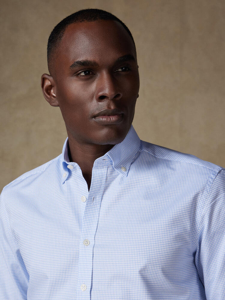 Conor sky geruit overhemd - Button down Kraag