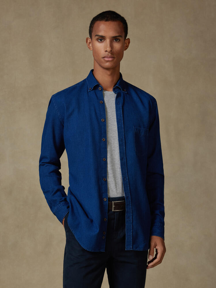 Cross indigo shirt - Button-down collar