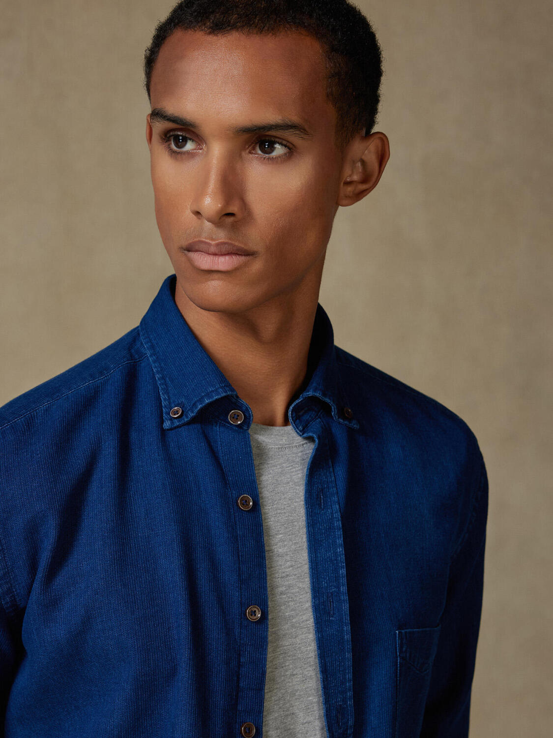 Cross indigo shirt - Button-down collar