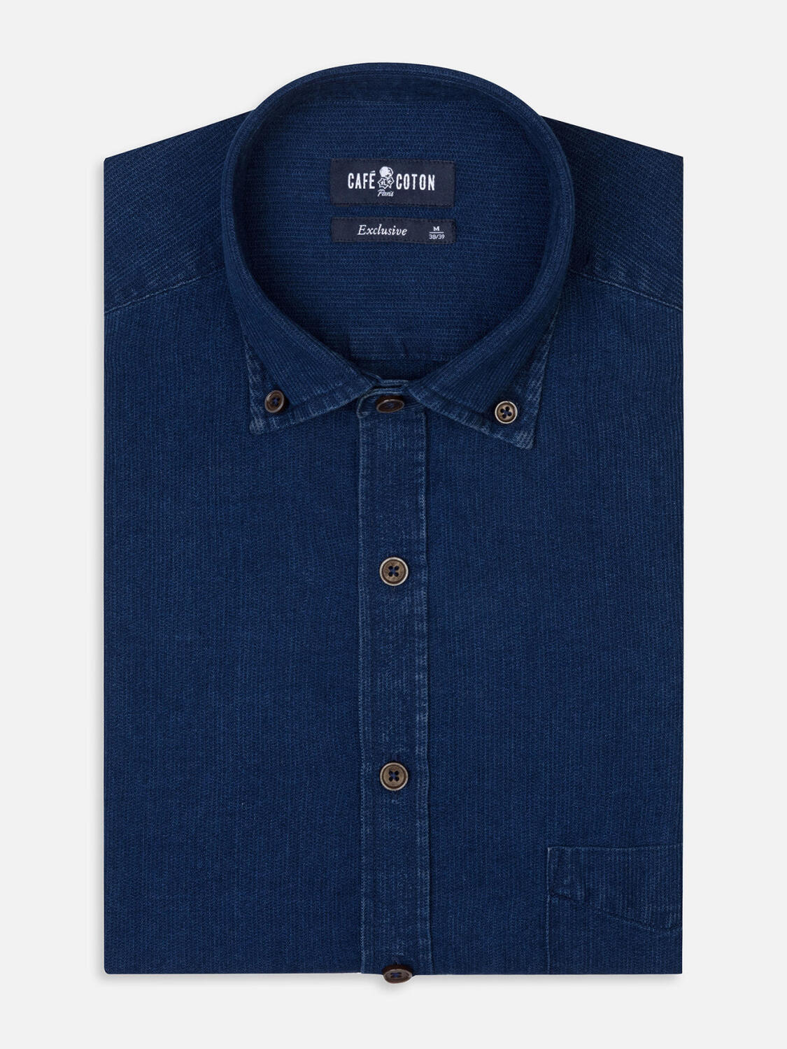 Cross indigo shirt - Button-down collar