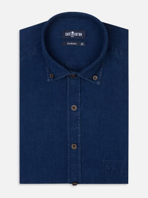 Cross indigo shirt - Button-down collar