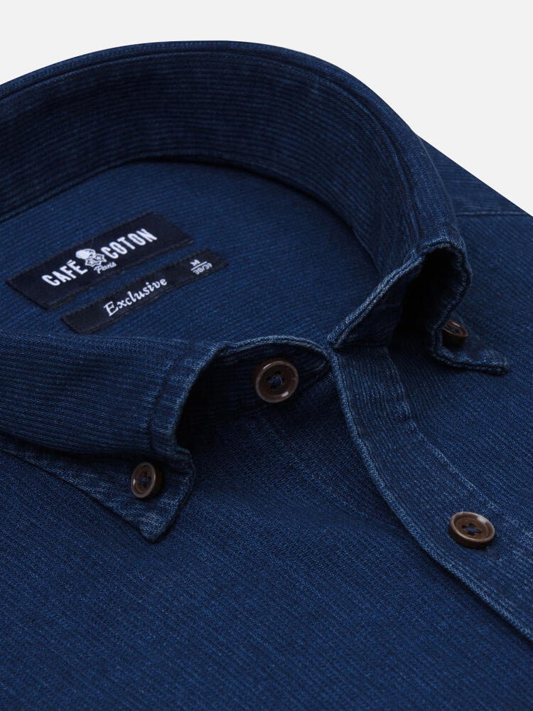 Cross indigo shirt - Button-down collar