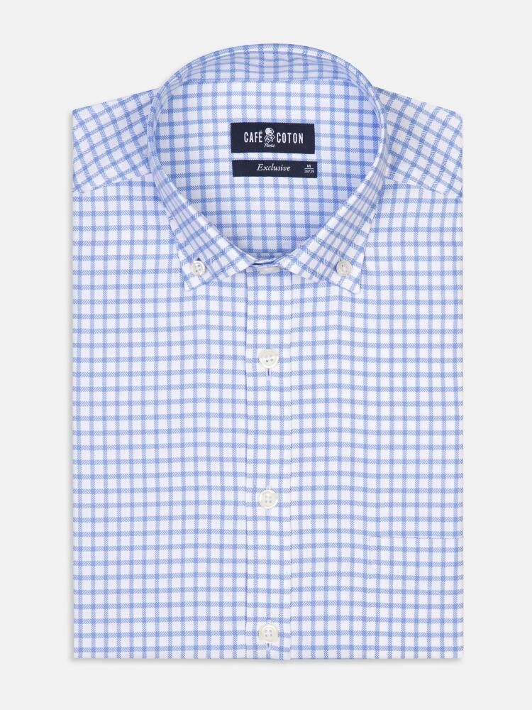 Curt sky blue checked shirt - Button-down collar