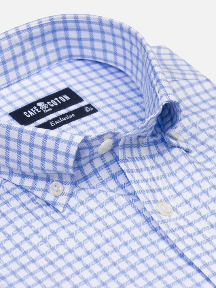 Curt sky blue checked shirt - Button-down collar