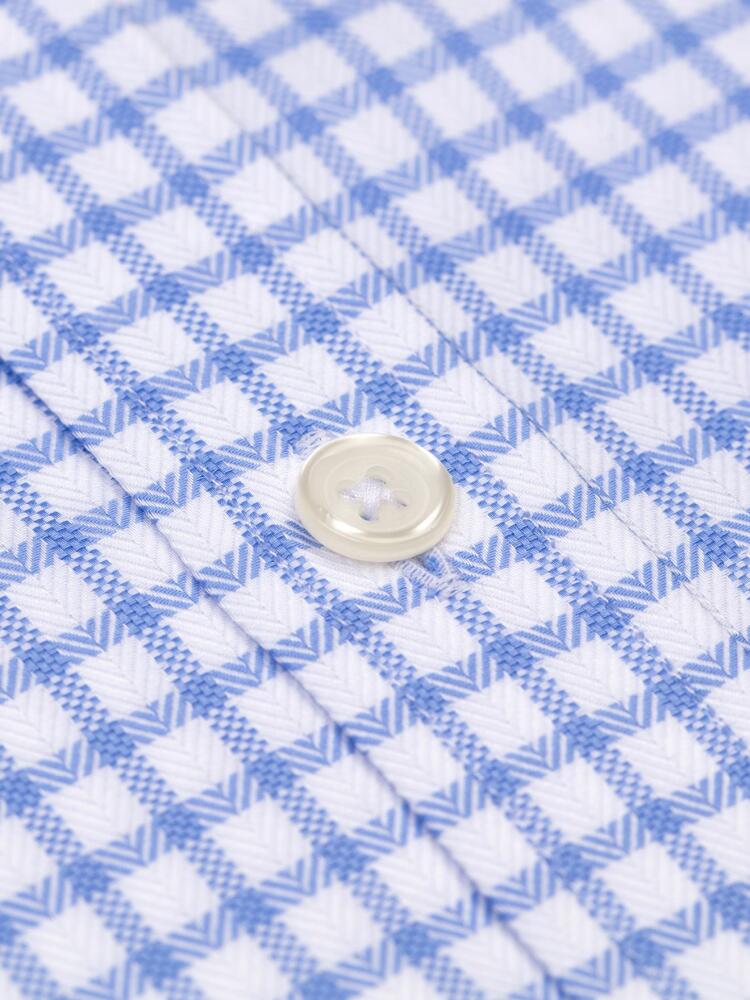 Curt sky blue checked shirt - Button-down collar