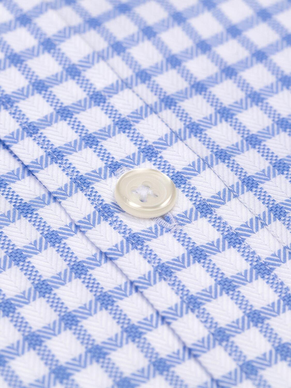 Chemise Curt à carreaux ciel - Col Boutonné