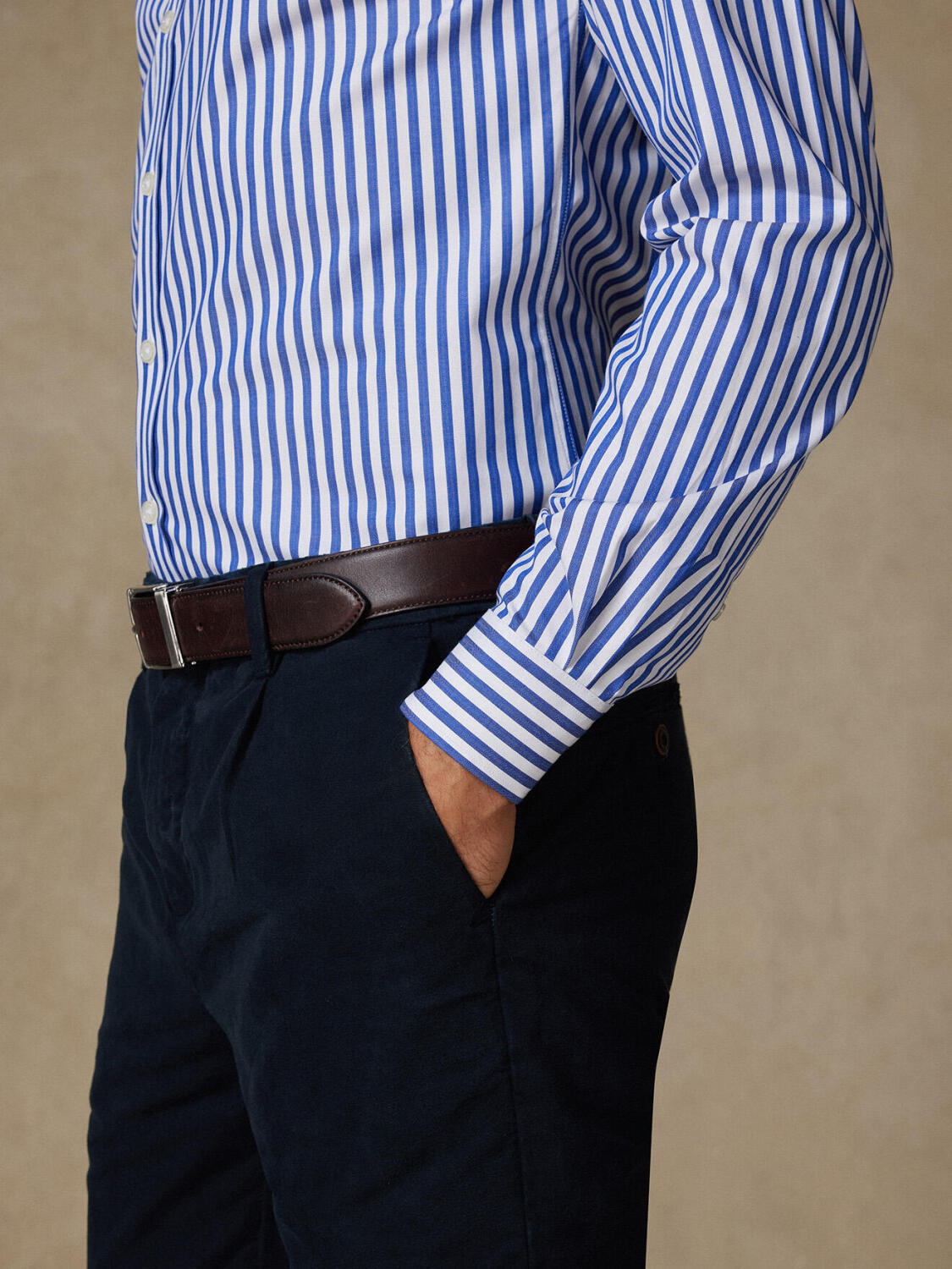 Dale Navy Streifenhemd - Button down Kragen