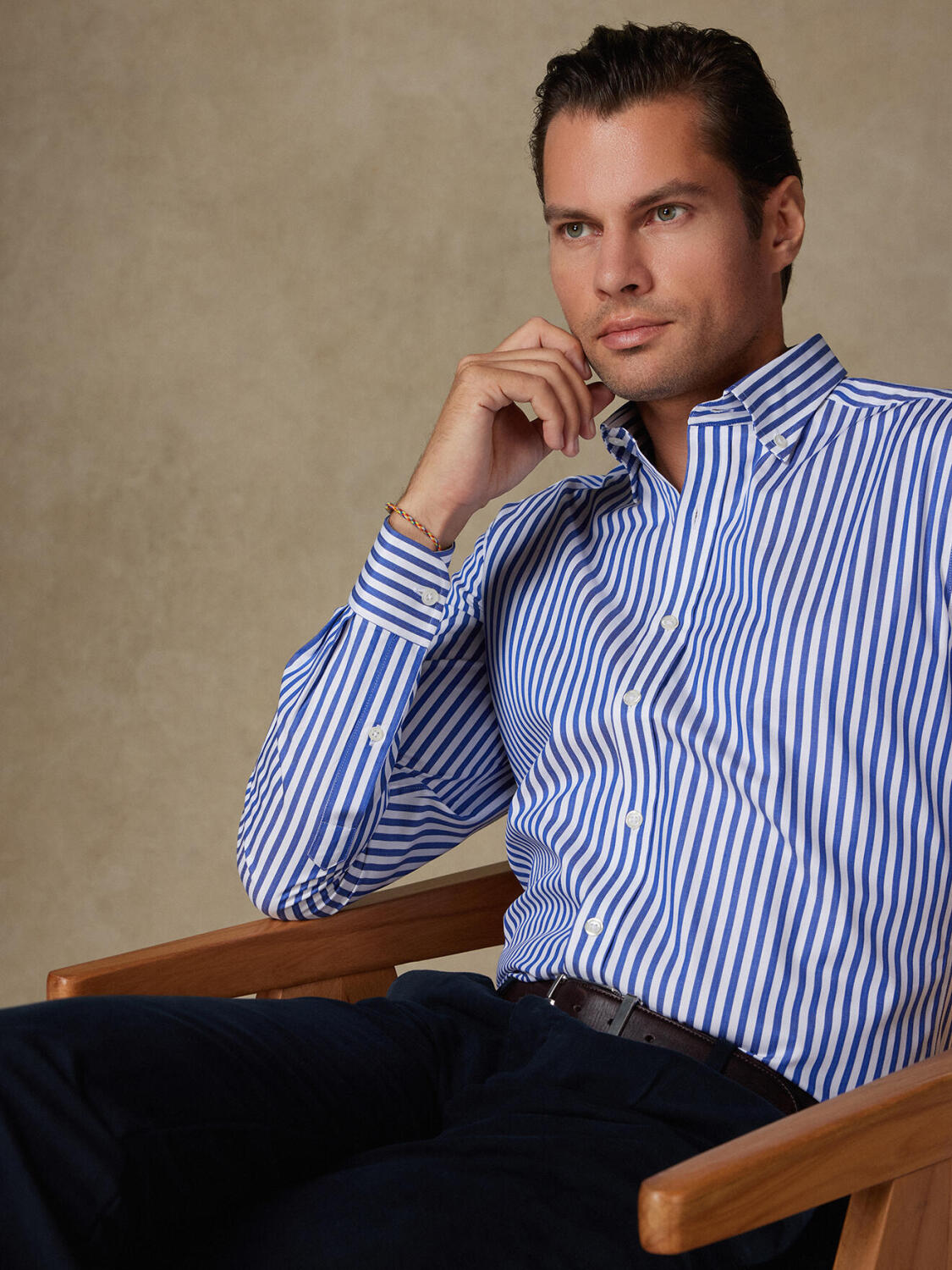 Dale Navy Streifenhemd - Button down Kragen