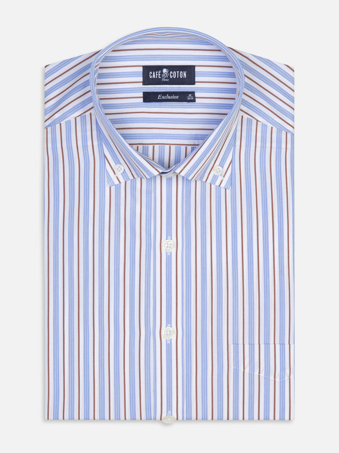 Overhemd Damon met strepen havana - Button-down kraag