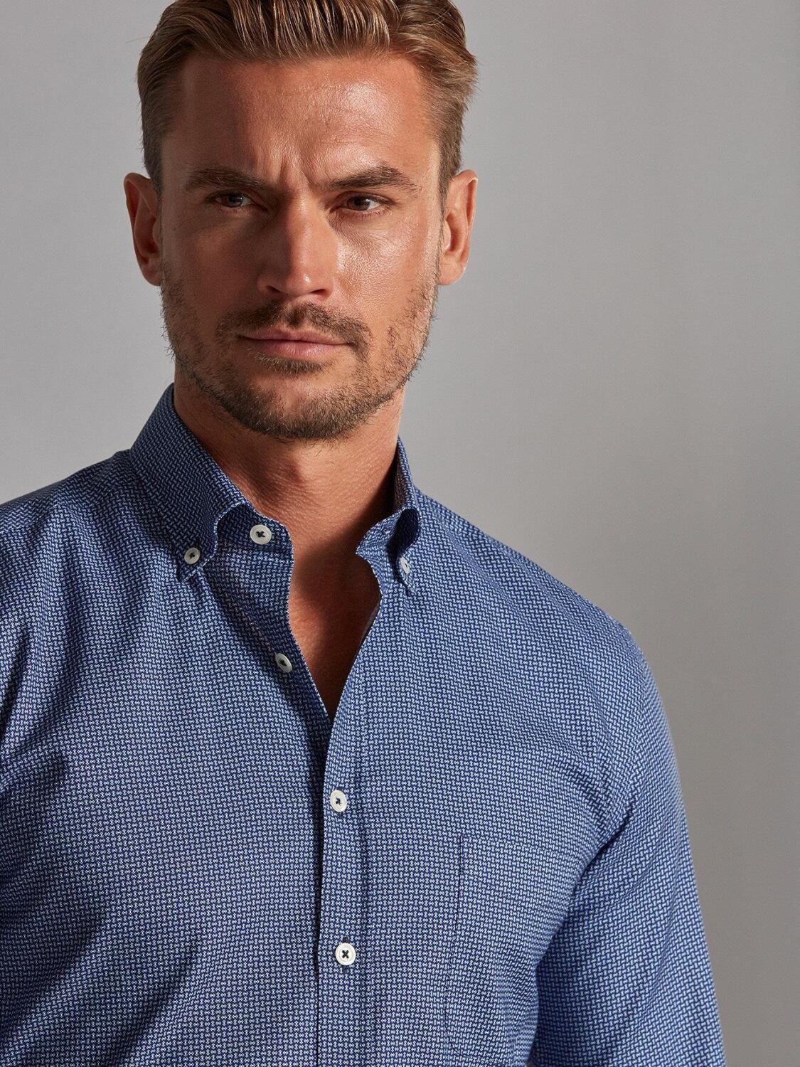 Dan shirt with printed pattern - Button-down collar