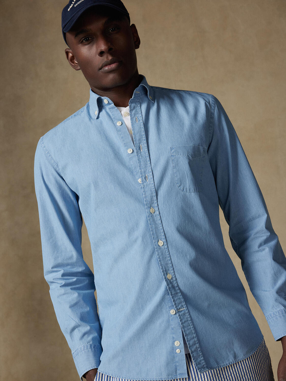 Chemise Dane en denim ciel  - Col Boutonné