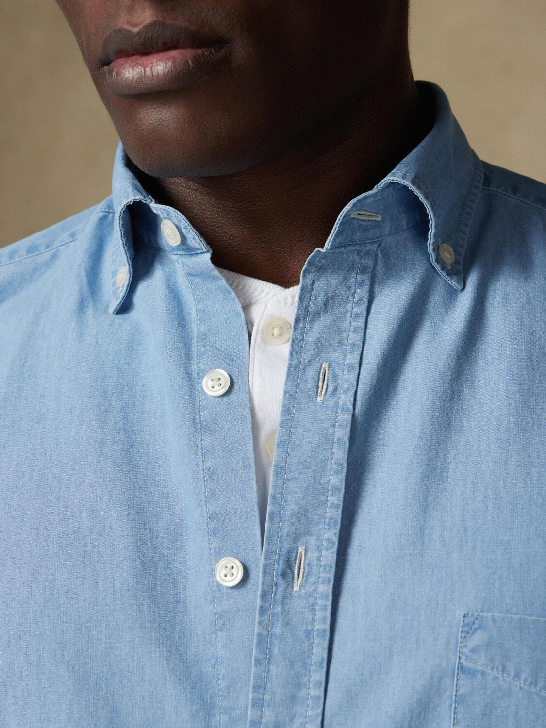 Chemise Dane en denim ciel  - Col Boutonné