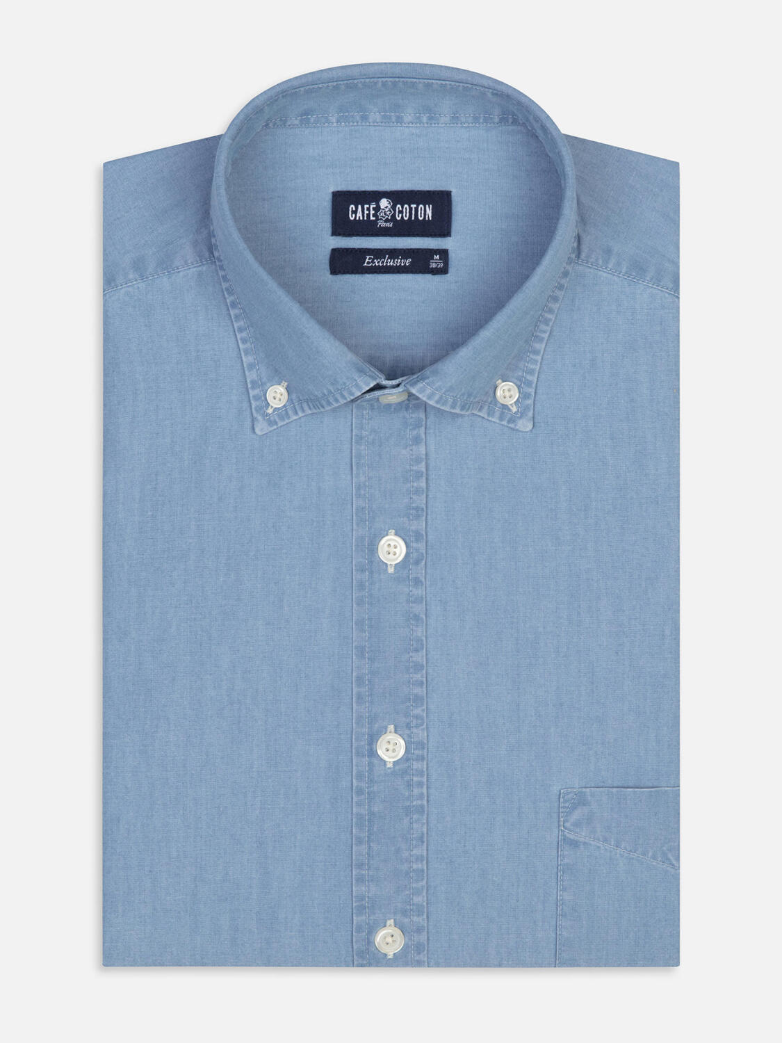 Chemise Dane en denim ciel  - Col Boutonné