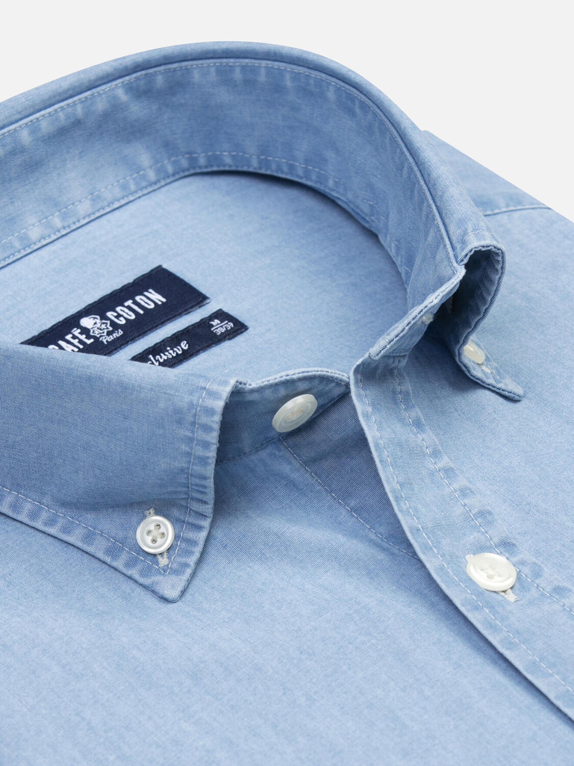 Chemise Dane en denim ciel  - Col Boutonné