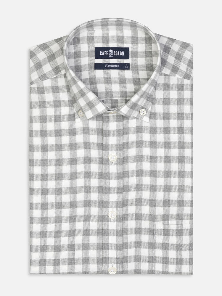 Danny grey check flannel shirt - Button down collar