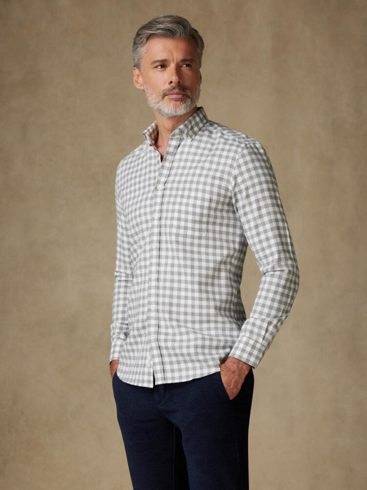 Danny grey check flannel shirt - Button down collar