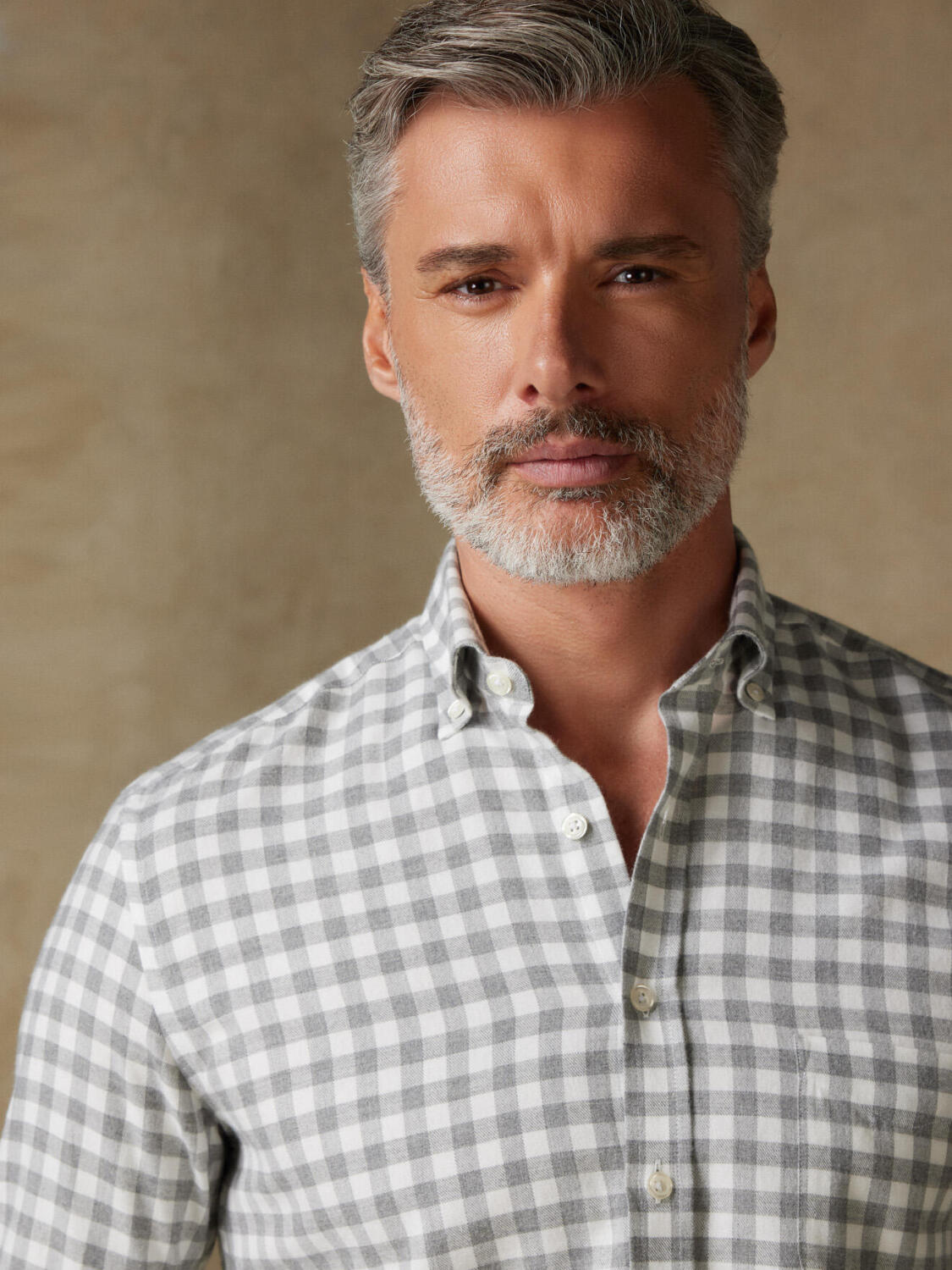 Chemise Danny en flanelle à carreaux gris - Col Boutonné