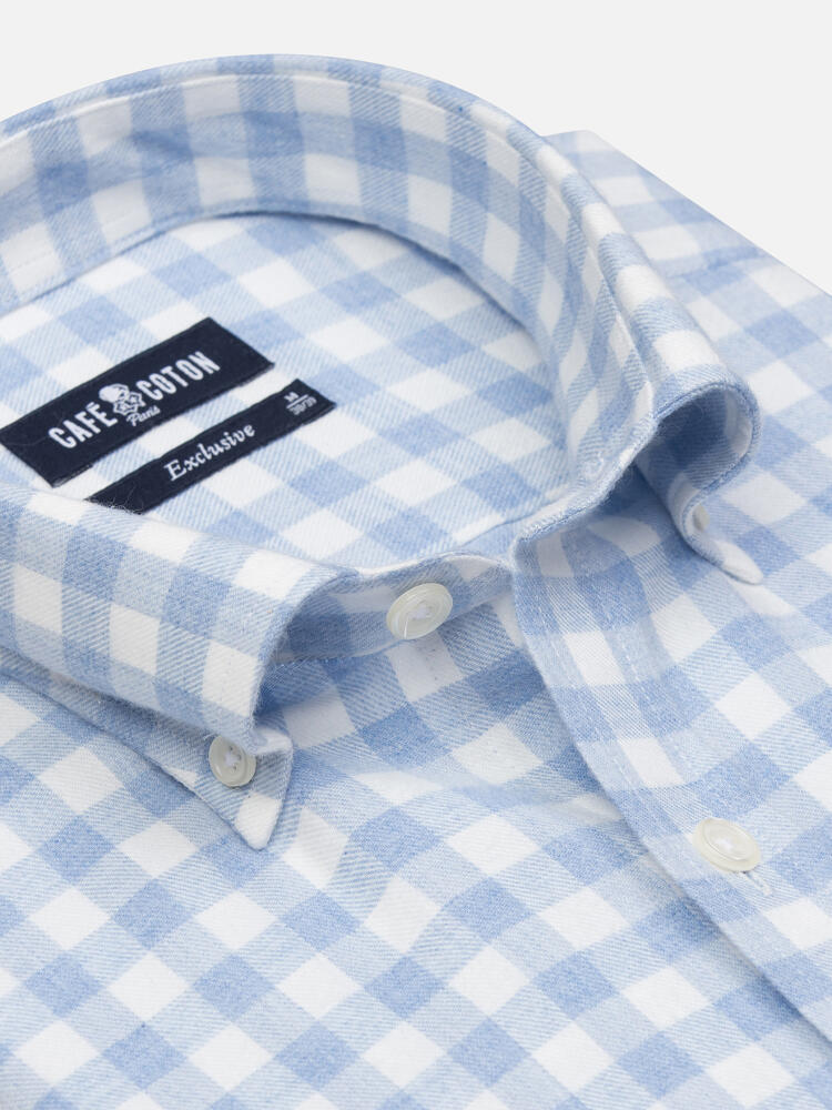 Danny Sky Check Flannel Shirt  - Button down collar