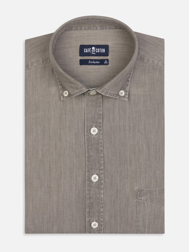 Darcy grijs denim overhemd - Button-down kraag