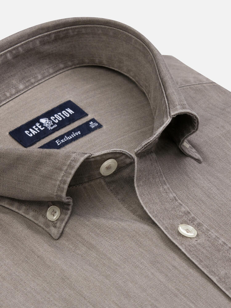 Darcy grijs denim overhemd - Button-down kraag