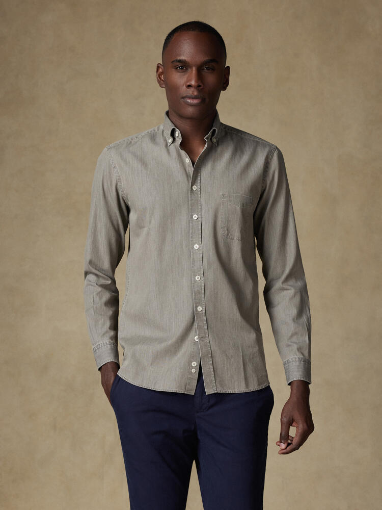 Darcy grijs denim overhemd - Button-down kraag