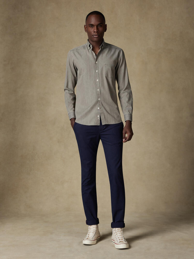 Darcy grijs denim overhemd - Button-down kraag