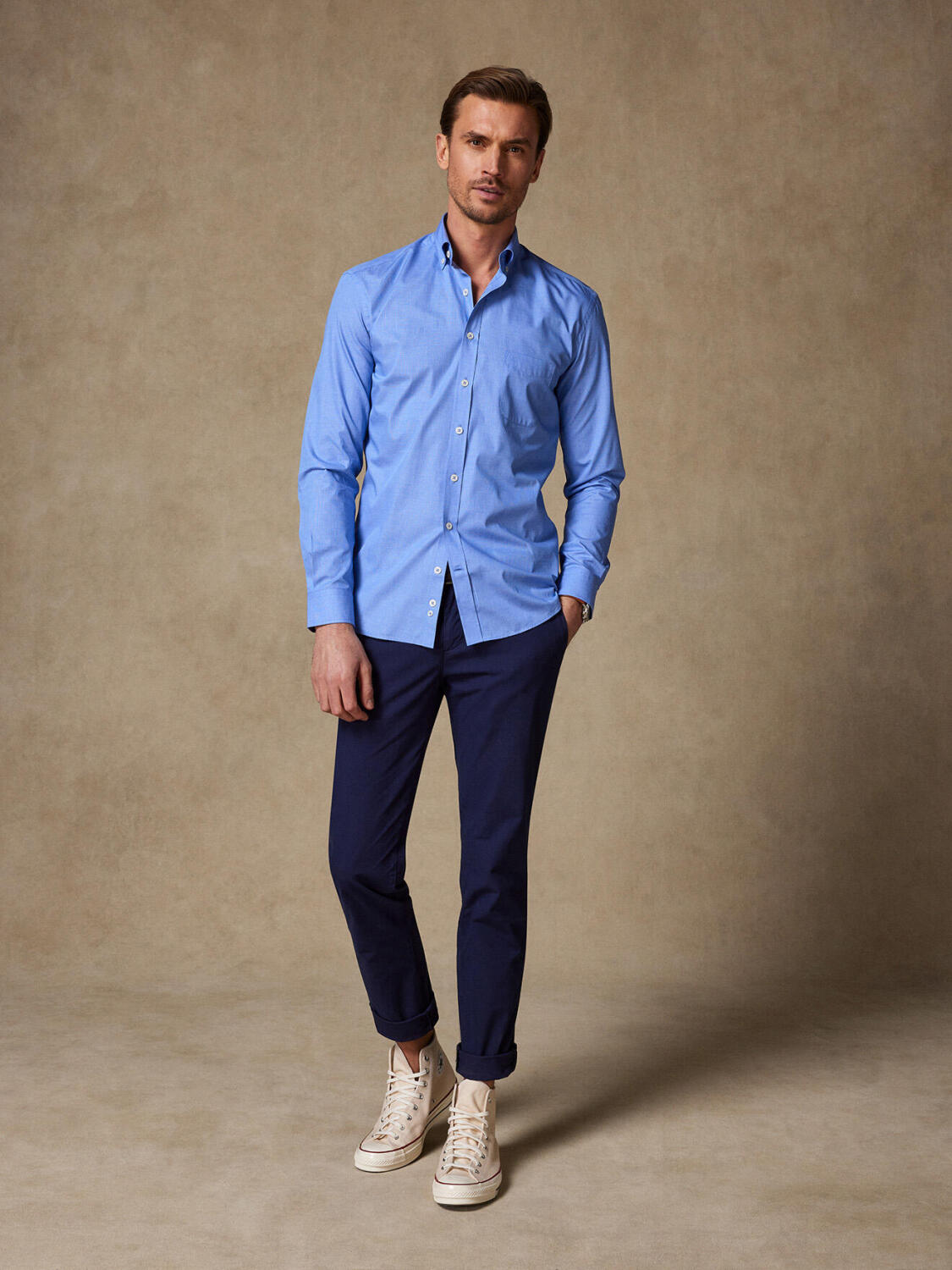 Daria blauw poplin overhemd - Button-down kraag