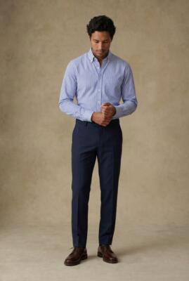 Davin Blue Striped Shirt - Button-Down Collar