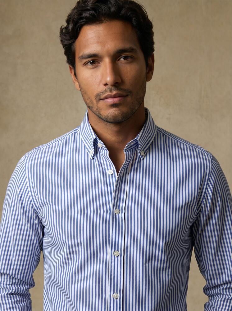 Camicia Davin a righe blu - Collo button-down