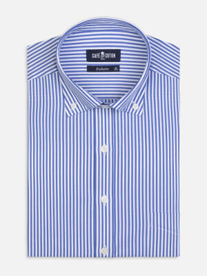 Davin Blue Striped Shirt - Button-Down Collar