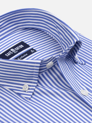 Davin Blue Striped Shirt - Button-Down Collar
