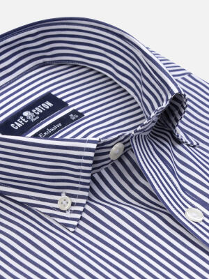Davin Navy Striped Shirt - Button-Down Collar