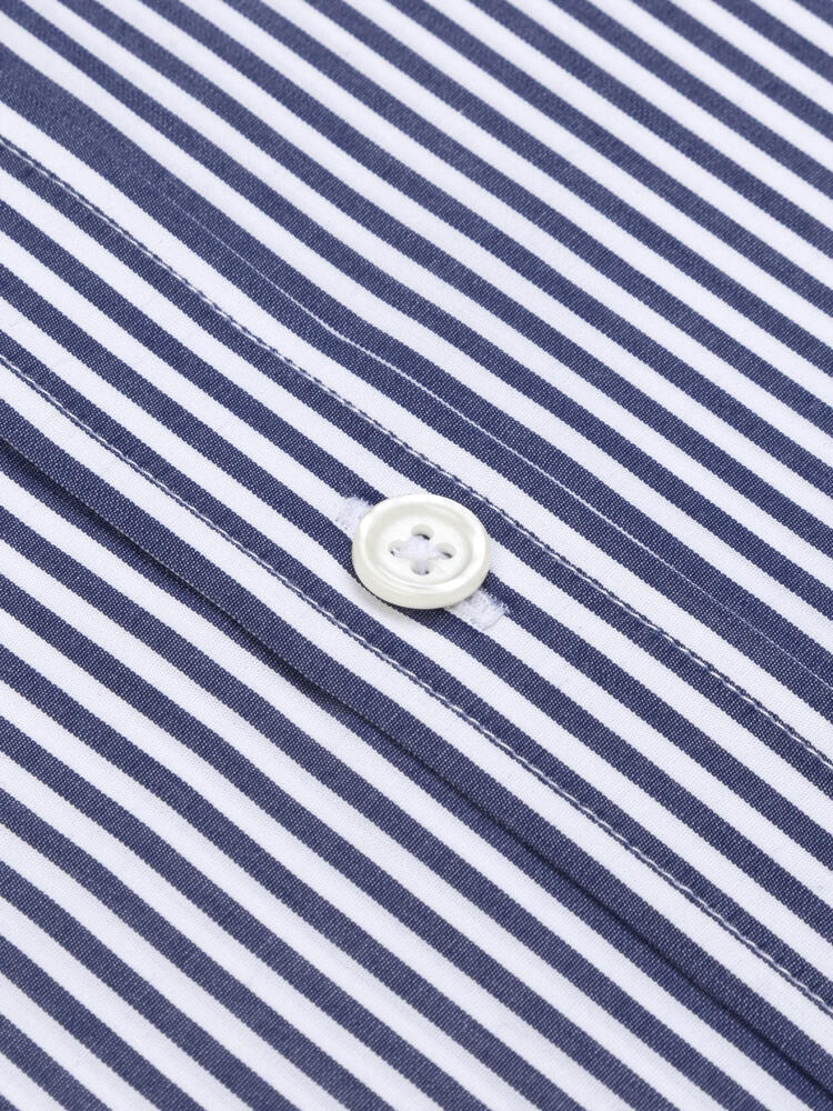 Davin Navy Striped Shirt - Button-Down Collar